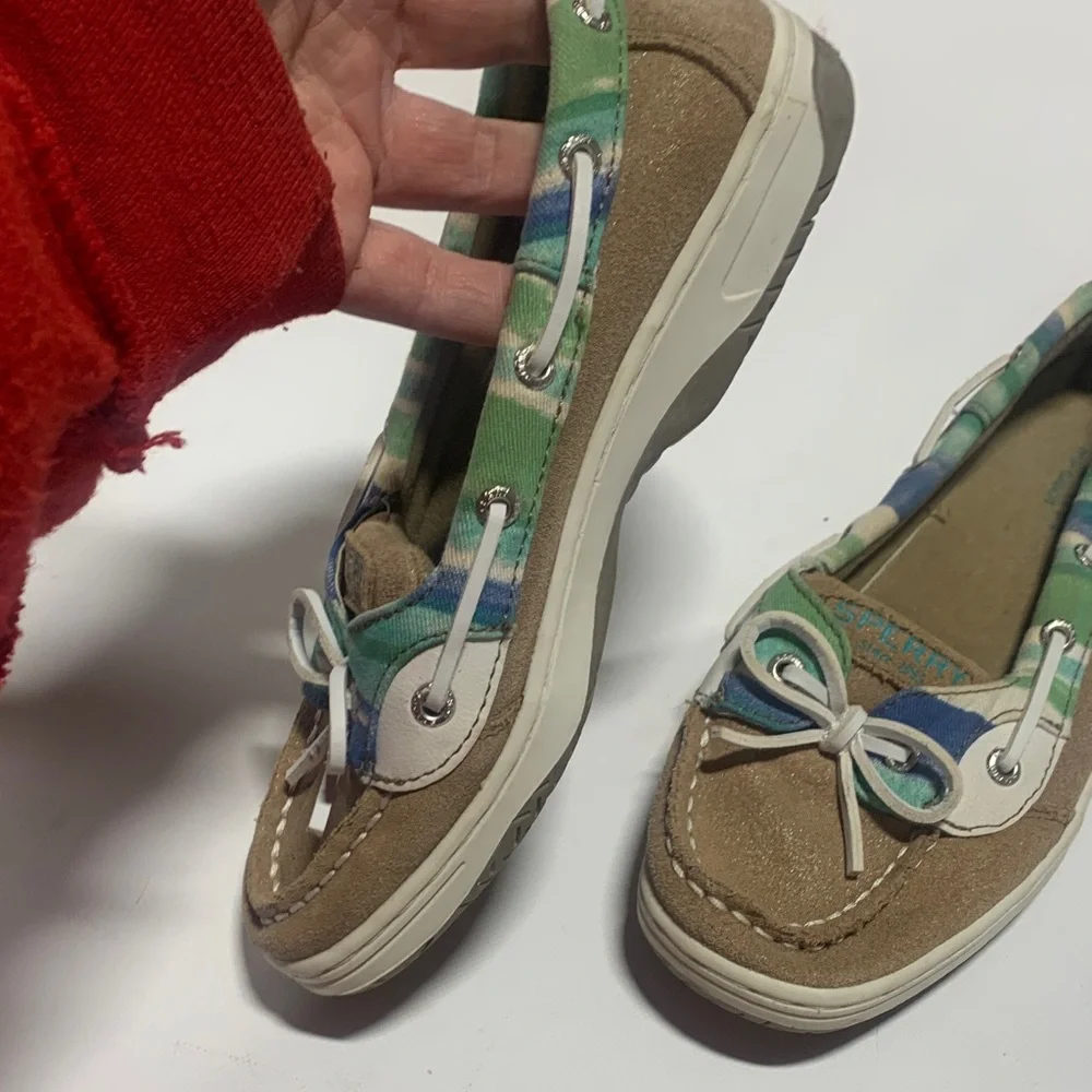Tan and White Kids 3 Shoes Sperry‎ Angelfish Boat Shoes in Tan multi color 3314